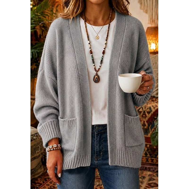 Relaxed Open-Front Cardigan in Soft Knit for Casual Layering and Comfort