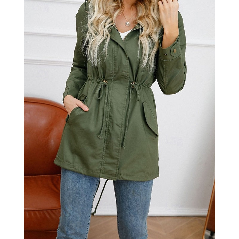 Hooded Utility Coat with Pockets | Water-Resistant Outerwear for Casual Wear