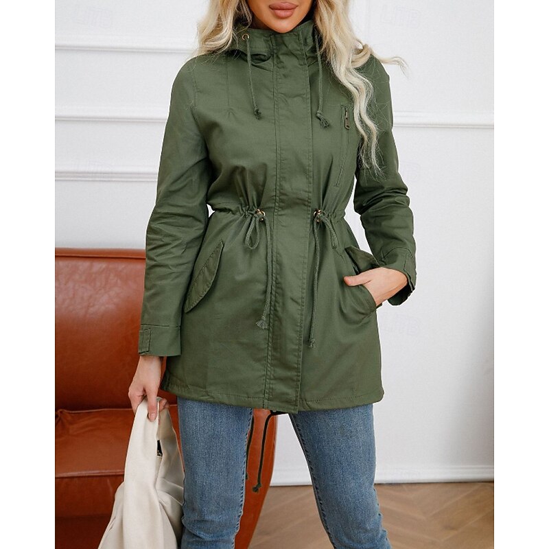 Hooded Utility Coat with Pockets | Water-Resistant Outerwear for Casual Wear