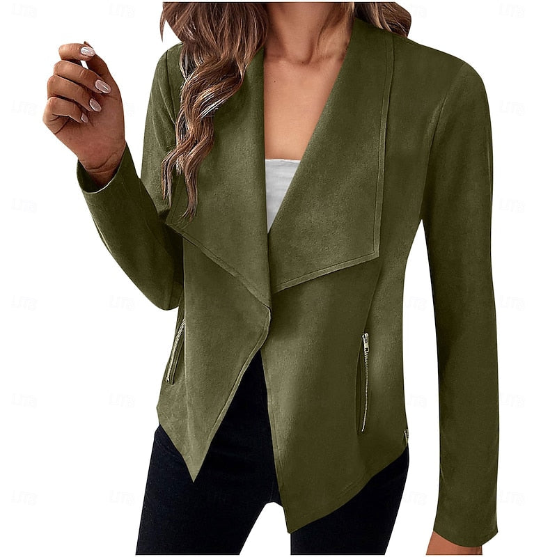 Draped Open-Front Jacket in Lightweight Fabric for Layering and Everyday Wear