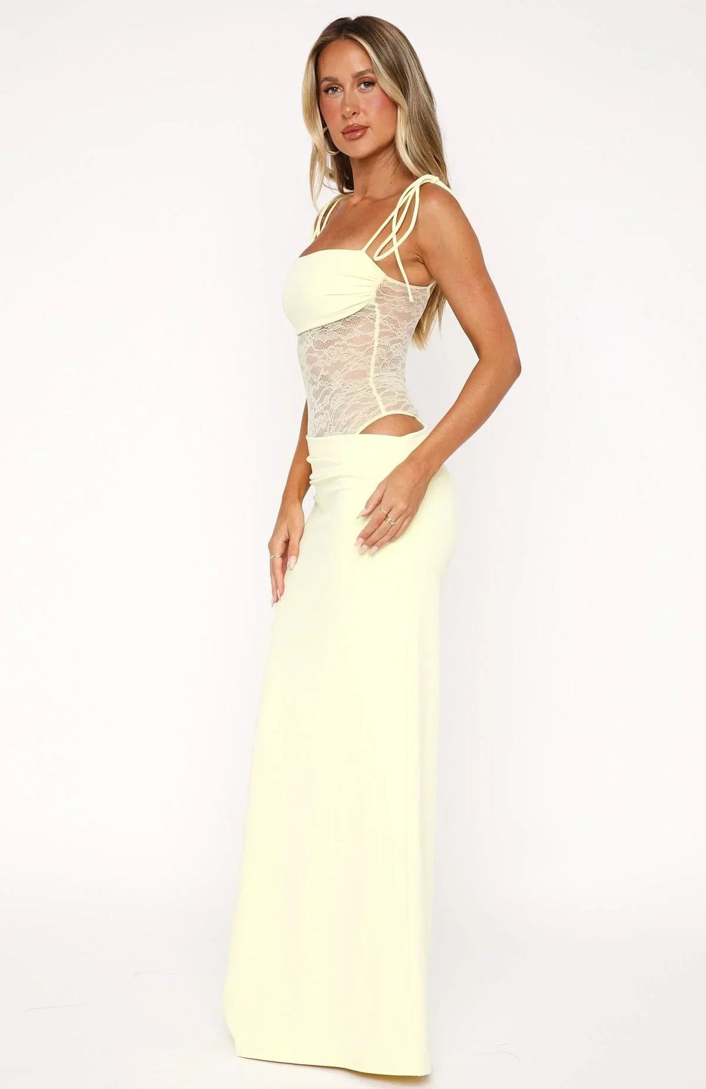 Lace Sheer Cut-Out Maxi Dress Women UK – Formal Occasion, Wedding Guest