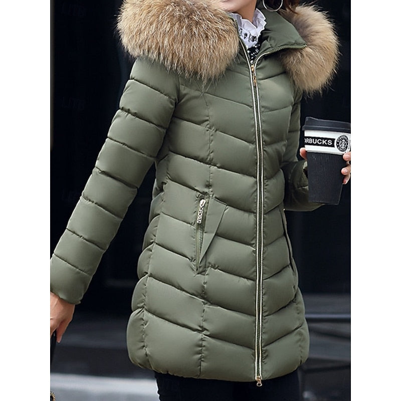 Hooded Quilted Winter Parka with Insulated Lining for Cold Weather Wear