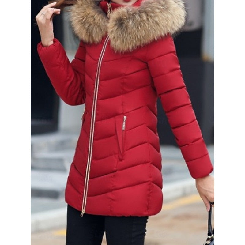 Hooded Quilted Winter Parka with Insulated Lining for Cold Weather Wear
