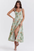 Floral Stretch Midi Dress Women UK – Romantic Spring Sundress, Garden Party & Wedding Guest