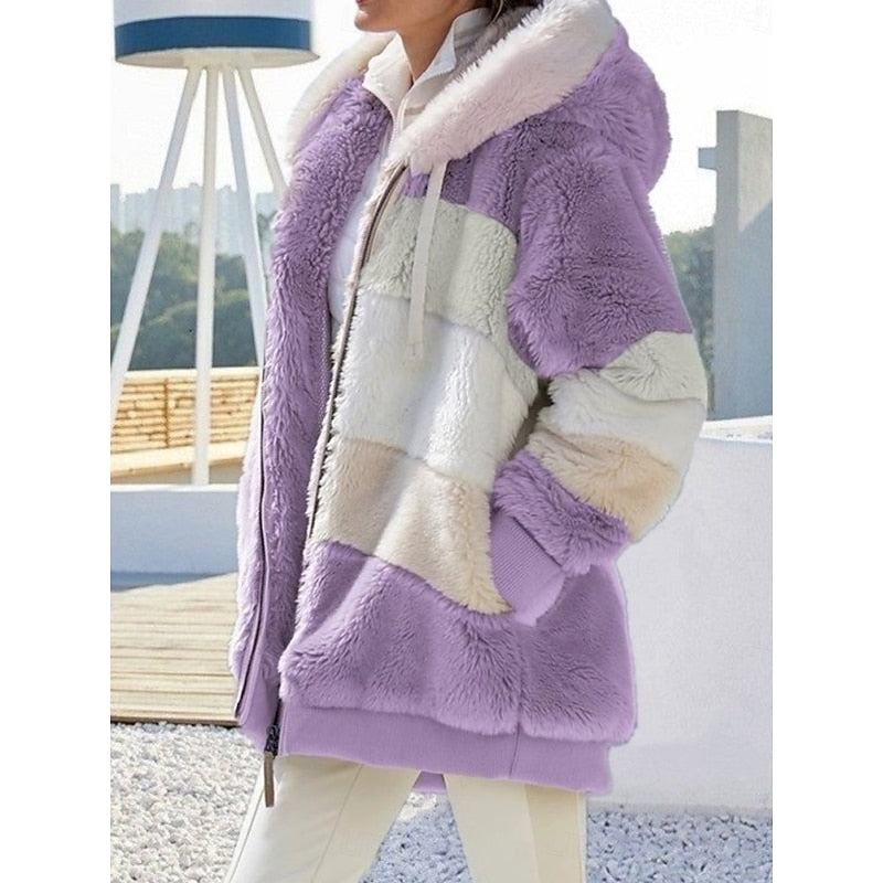 Cozy Hooded Zip-Up Jacket for Women - Soft Fabric, Casual Style, Everyday Wear