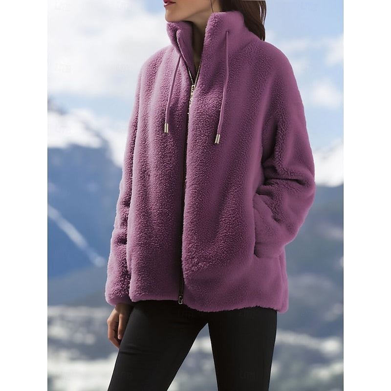 Cozy Zip-Up Coat for Women | Warm Fleece Material | Casual Outerwear