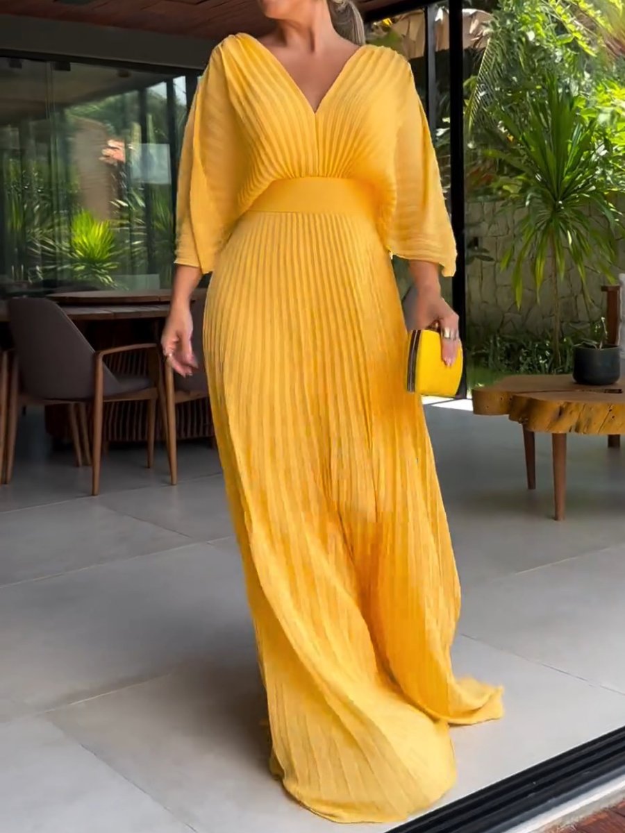 Vibrant Pleated Maxi Dress Women UK – Summer Wedding, Gala Event