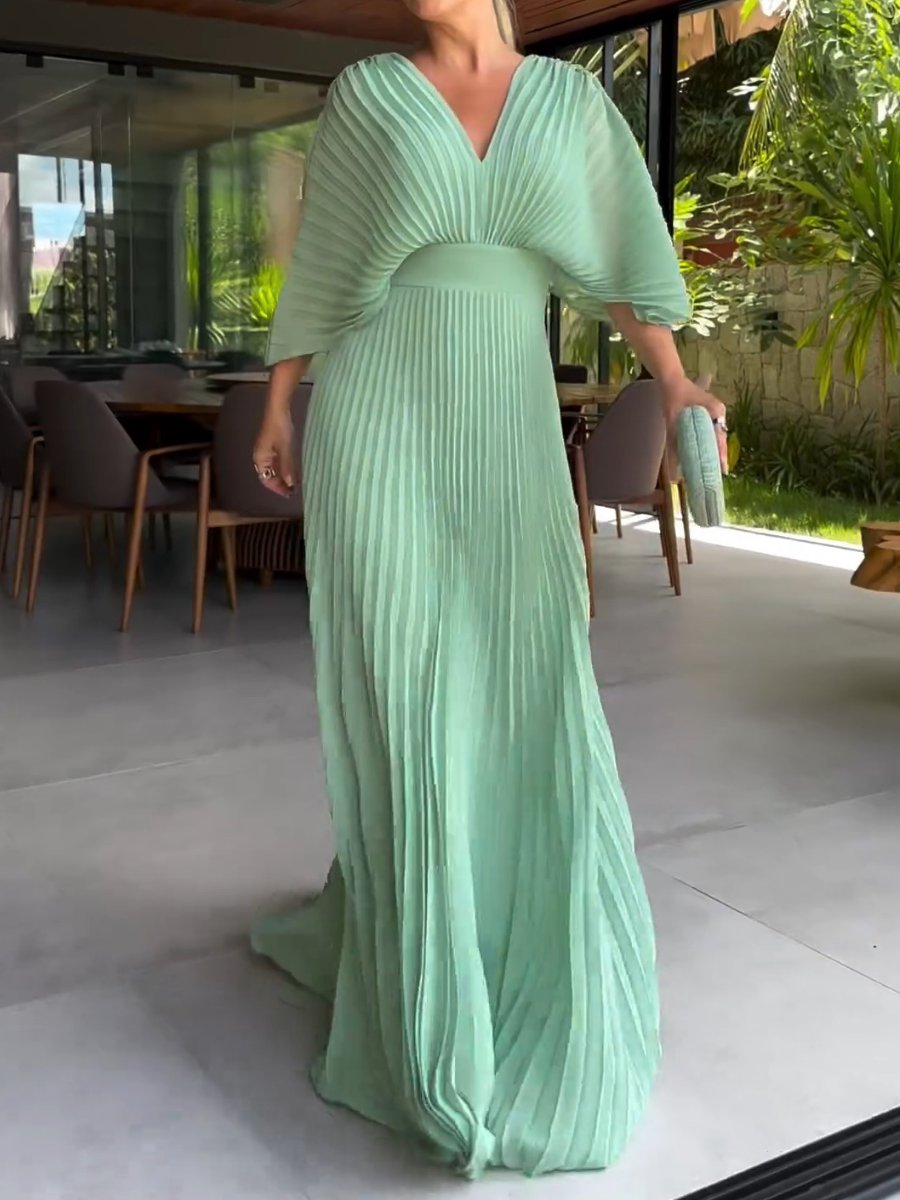 Vibrant Pleated Maxi Dress Women UK – Summer Wedding, Gala Event