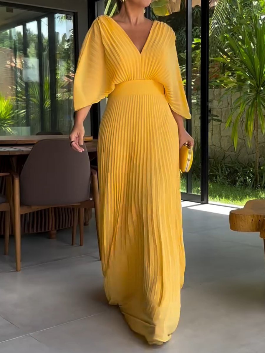 Vibrant Pleated Maxi Dress Women UK – Summer Wedding, Gala Event