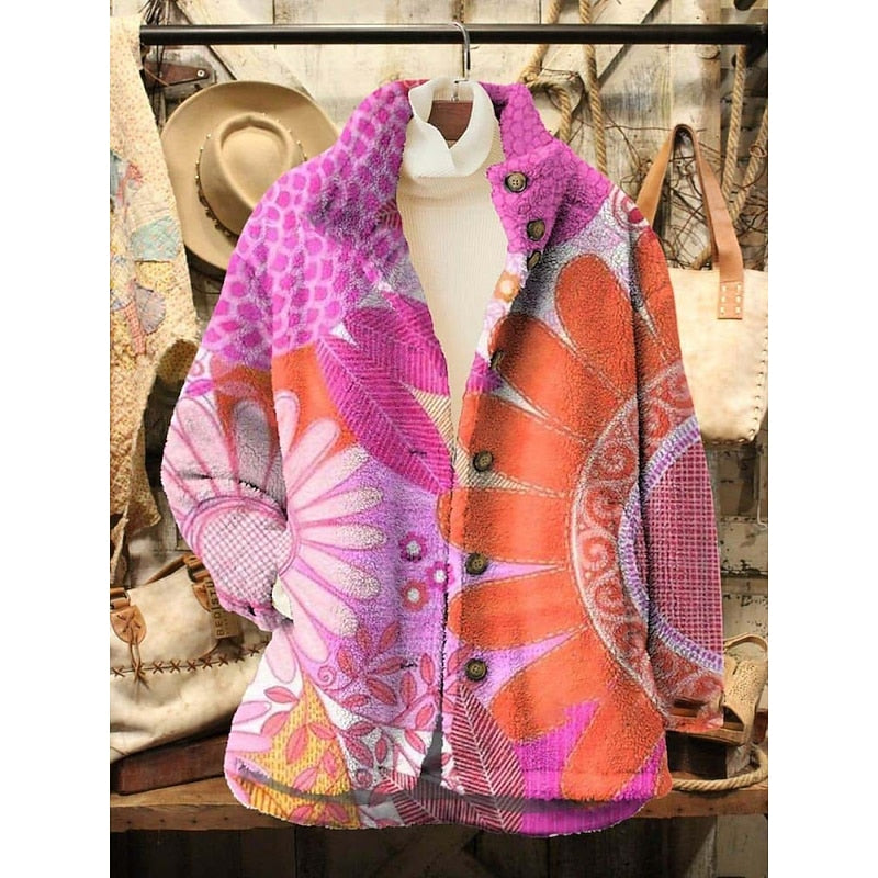 Vintage Floral Print Jacket | Lightweight Cotton | Casual Outerwear for Women
