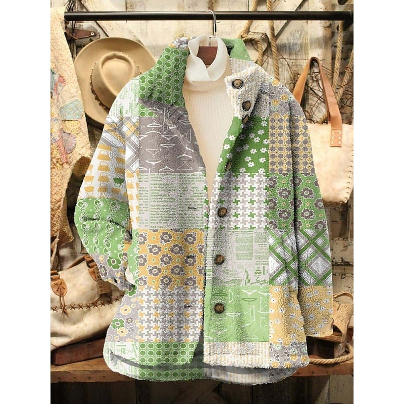 Vintage Floral Print Jacket | Lightweight Cotton | Casual Outerwear for Women