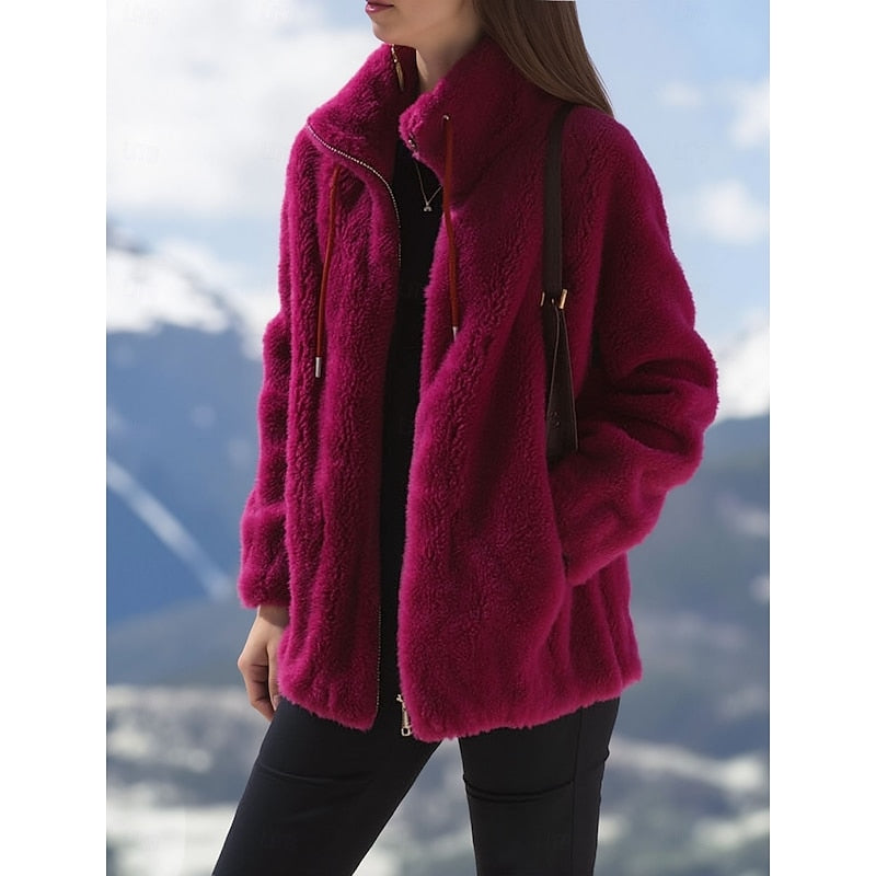 Cozy Zip-Up Coat for Women | Warm Fleece Material | Casual Outerwear