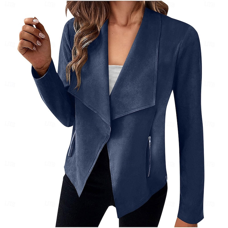 Draped Open-Front Jacket in Lightweight Fabric for Layering and Everyday Wear