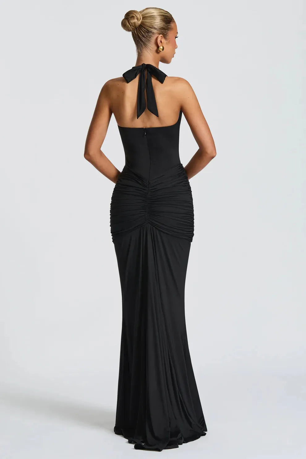 Jersey Plunging U-Wire Halter Maxi Dress Women UK – Evening Gown, Formal Occasion