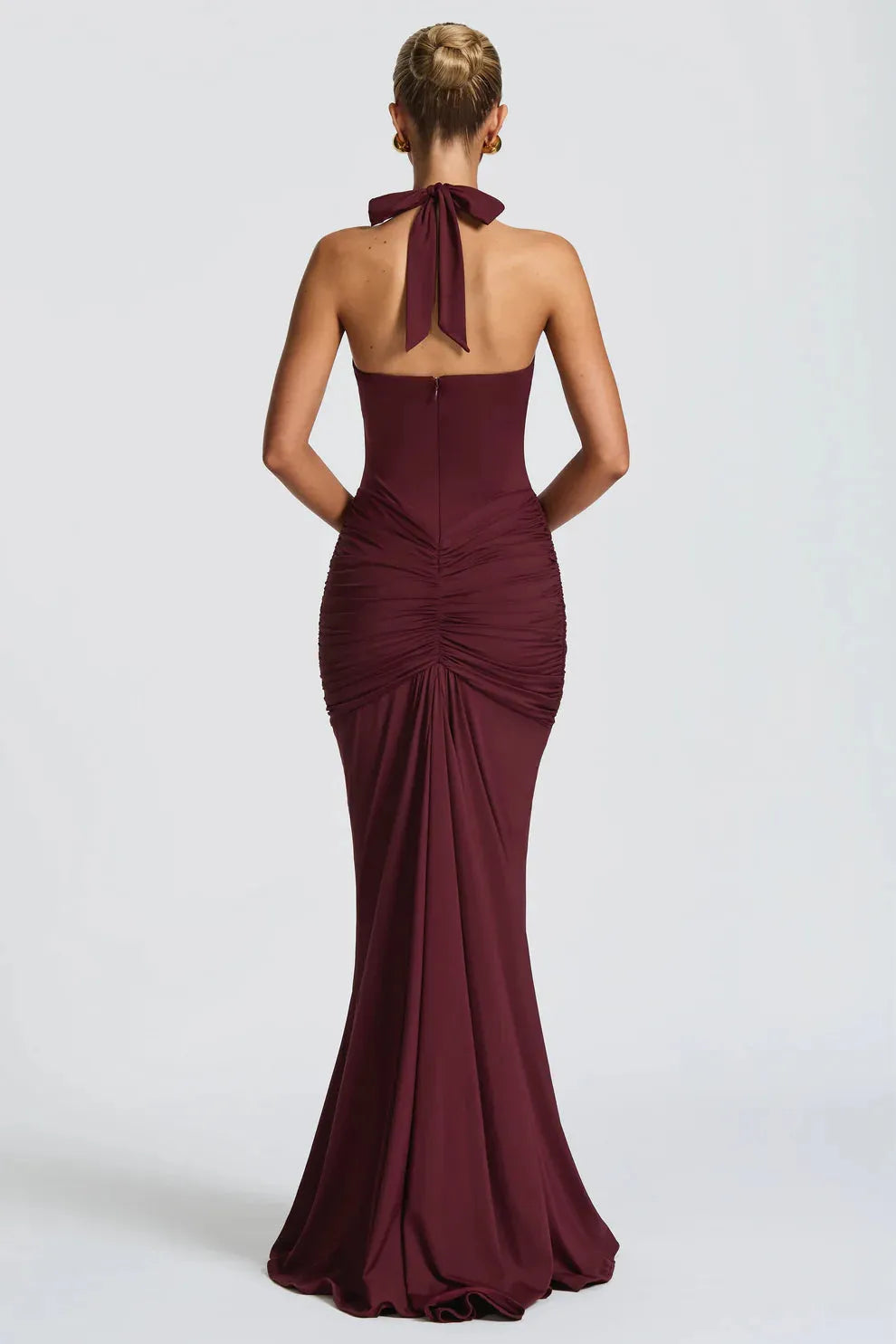 Jersey Plunging U-Wire Halter Maxi Dress Women UK – Evening Gown, Formal Occasion