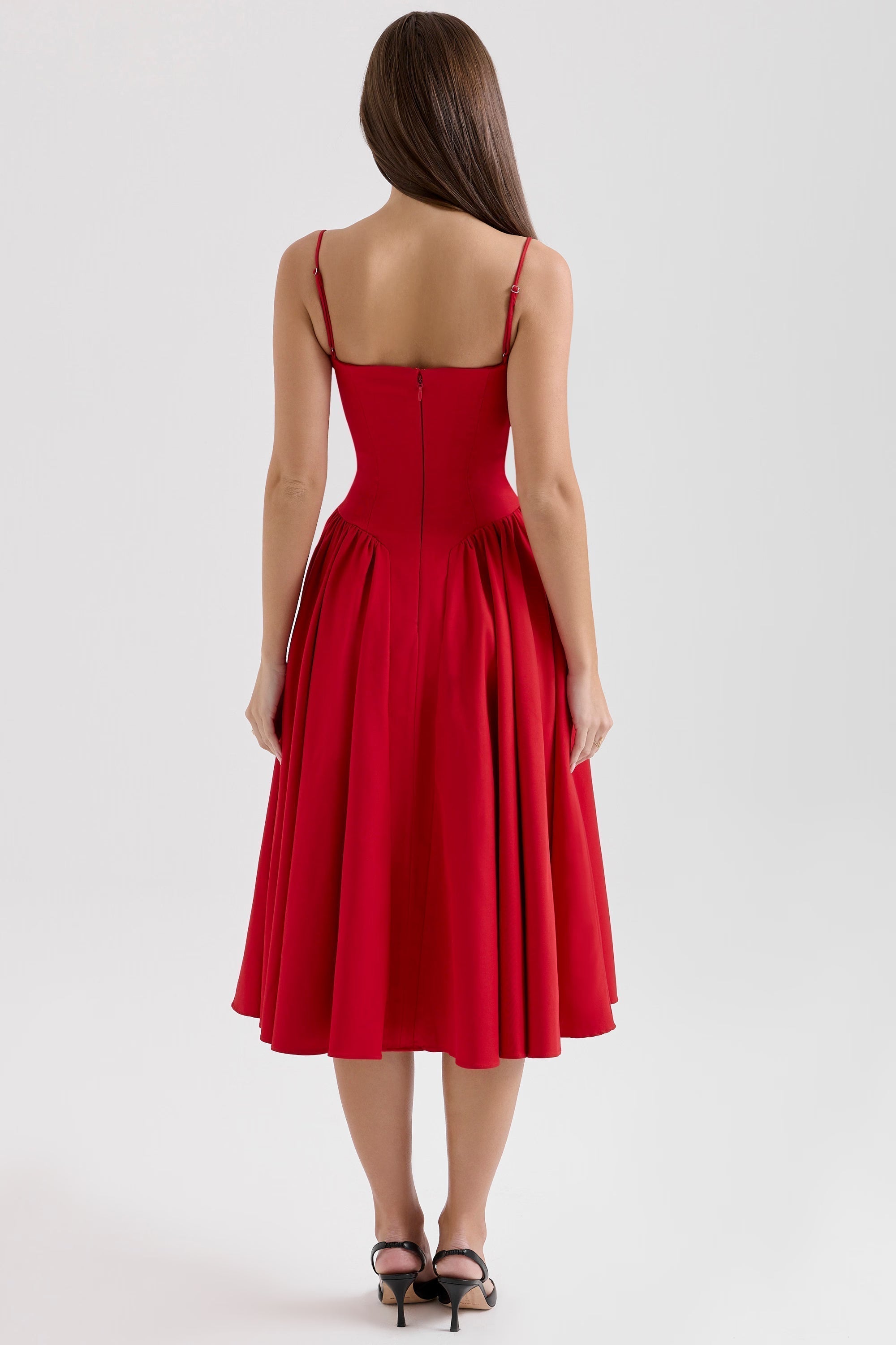 Underwired Sweetheart Neckline Midi Dress Women UK – Wedding Guest Cocktail Evening Gown, Garden Party
