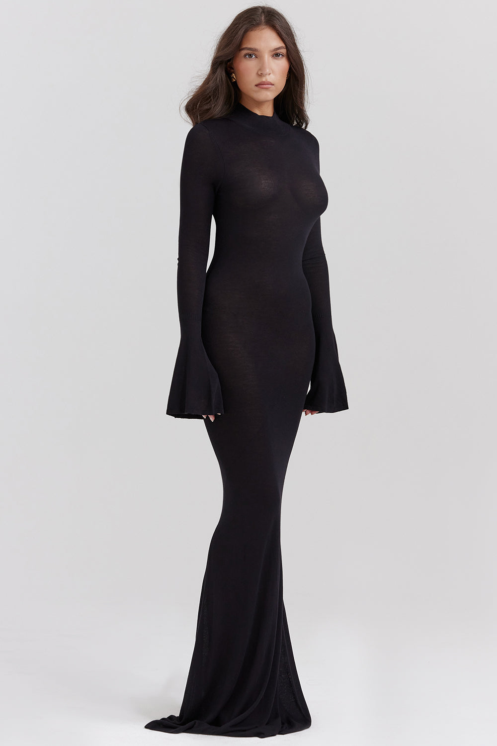 Black Knit Backless Maxi Dress Women UK – Evening Wear, Cocktail Event