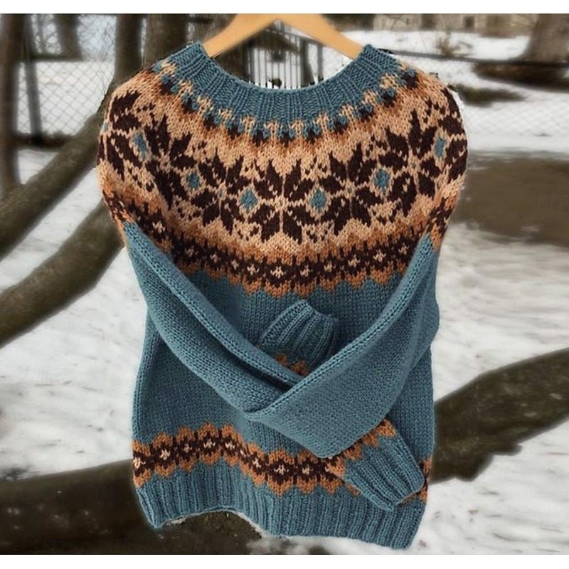 Patterned Knit Sweater for Women | Cozy Casual Wear | Fall Fashion