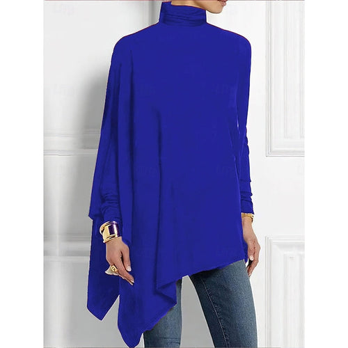 Asymmetrical Turtleneck Top | Draped Design | Casual Wear | Women's Apparel