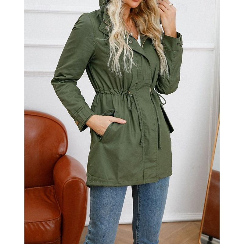 Hooded Utility Coat with Pockets | Water-Resistant Outerwear for Casual Wear