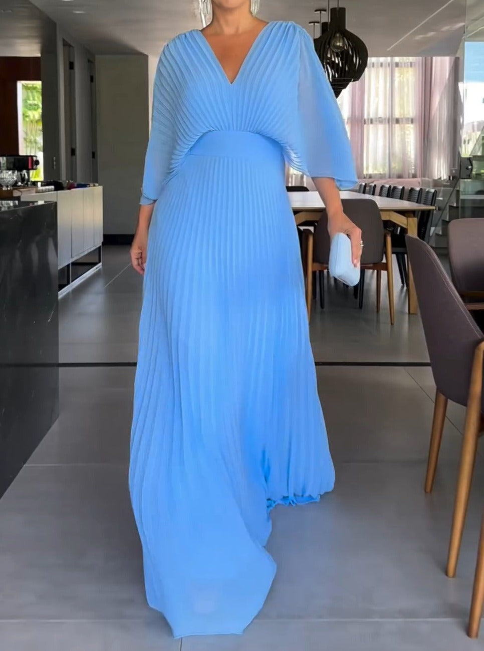 Vibrant Pleated Maxi Dress Women UK – Summer Wedding, Gala Event