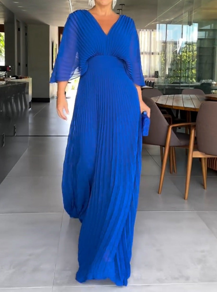 Vibrant Pleated Maxi Dress Women UK – Summer Wedding, Gala Event