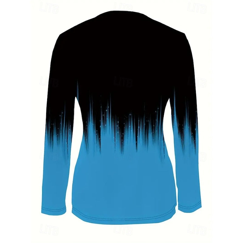 Floral Quarter-Zip Long Sleeve Top - Women's Casual Wear