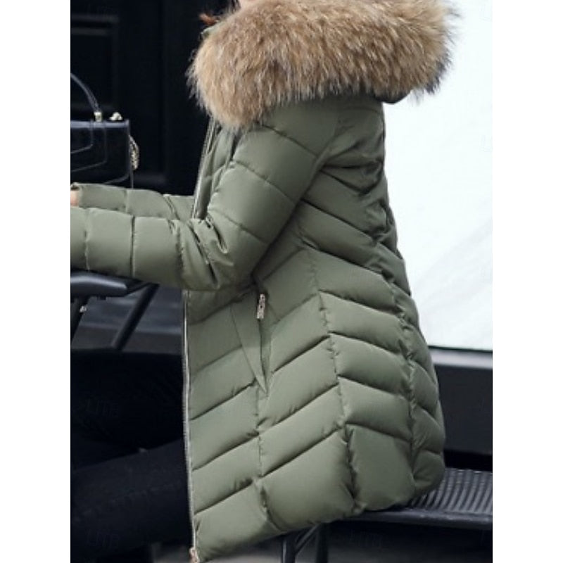 Hooded Quilted Winter Parka with Insulated Lining for Cold Weather Wear
