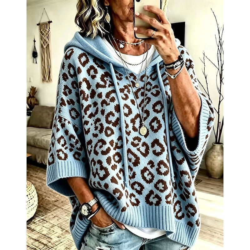Animal Print Hooded Sweater for Women | Cozy Casual Style