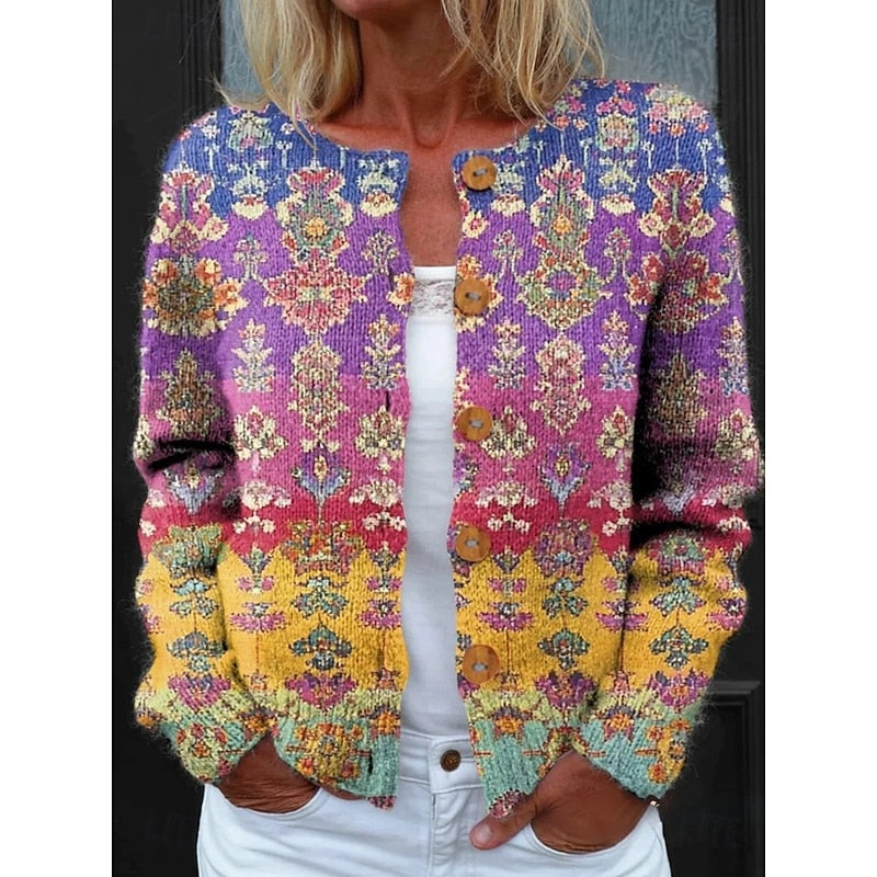 Floral Button-Front Cardigan | Lightweight Knit | Women's Casual Outerwear
