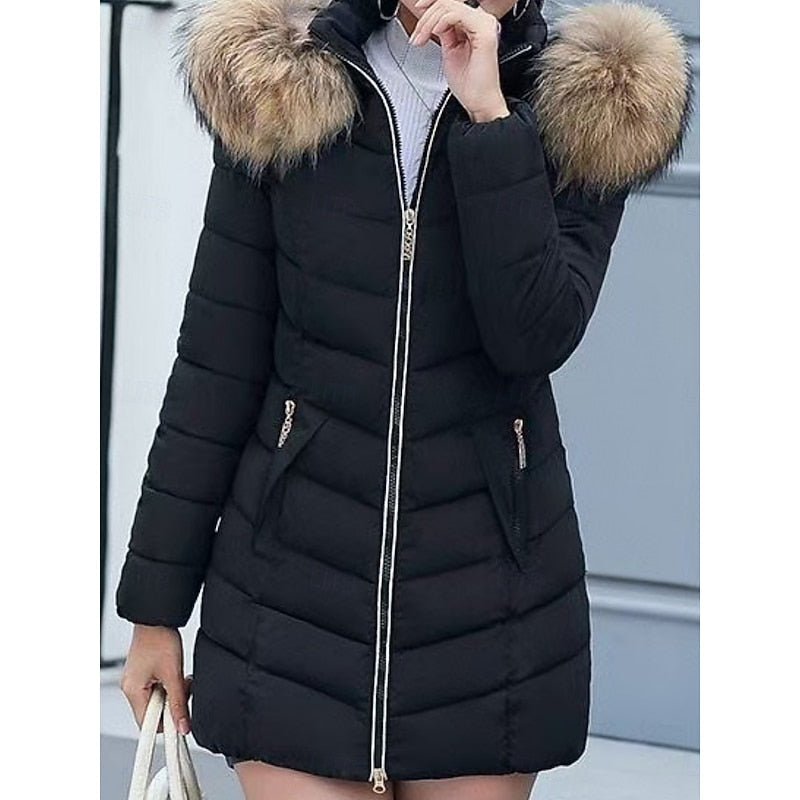 Hooded Quilted Winter Parka with Insulated Lining for Cold Weather Wear