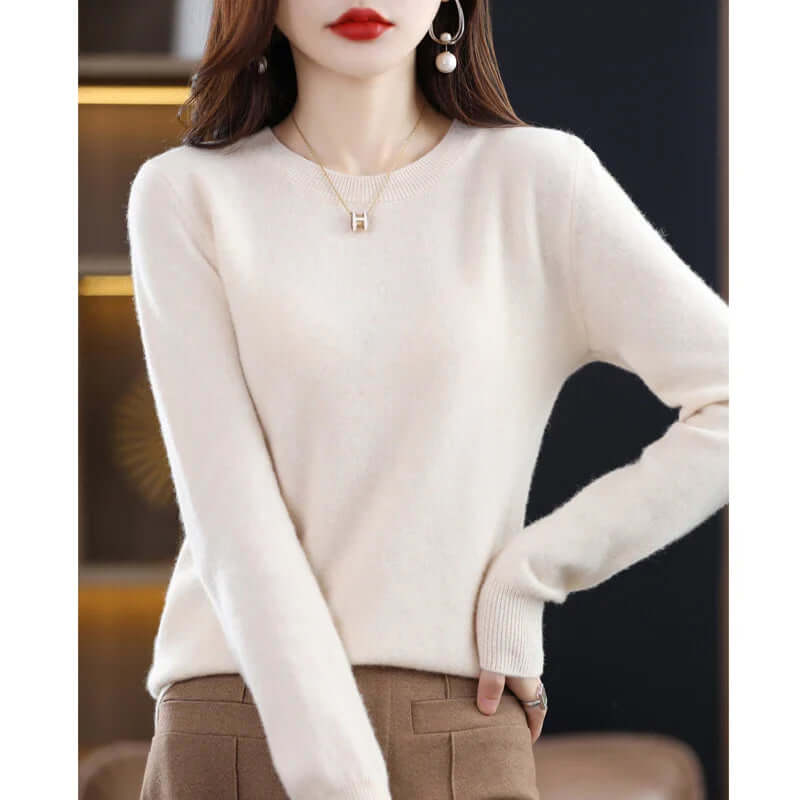 Cozy Knitted Women's Sweater - Soft Fabric, Casual Style for Everyday Wear