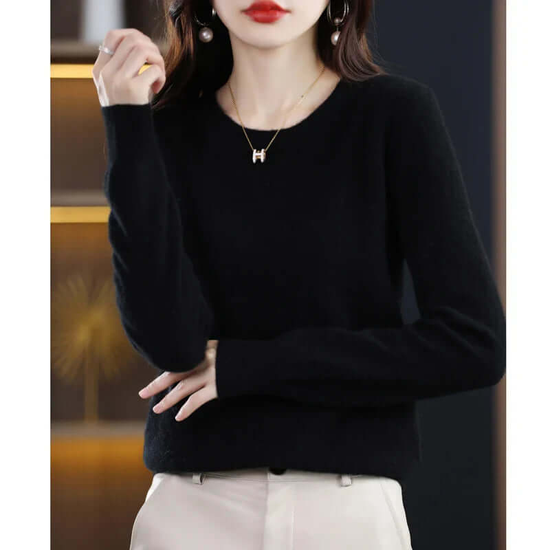 Cozy Knitted Women's Sweater - Soft Fabric, Casual Style for Everyday Wear