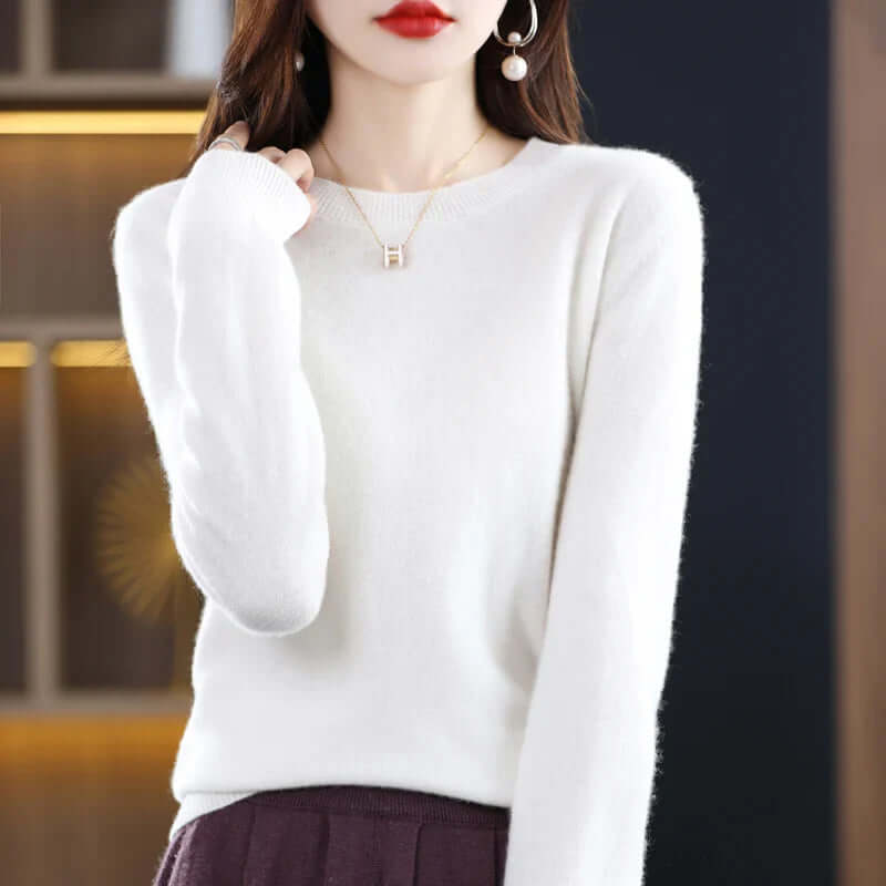 Cozy Knitted Women's Sweater - Soft Fabric, Casual Style for Everyday Wear