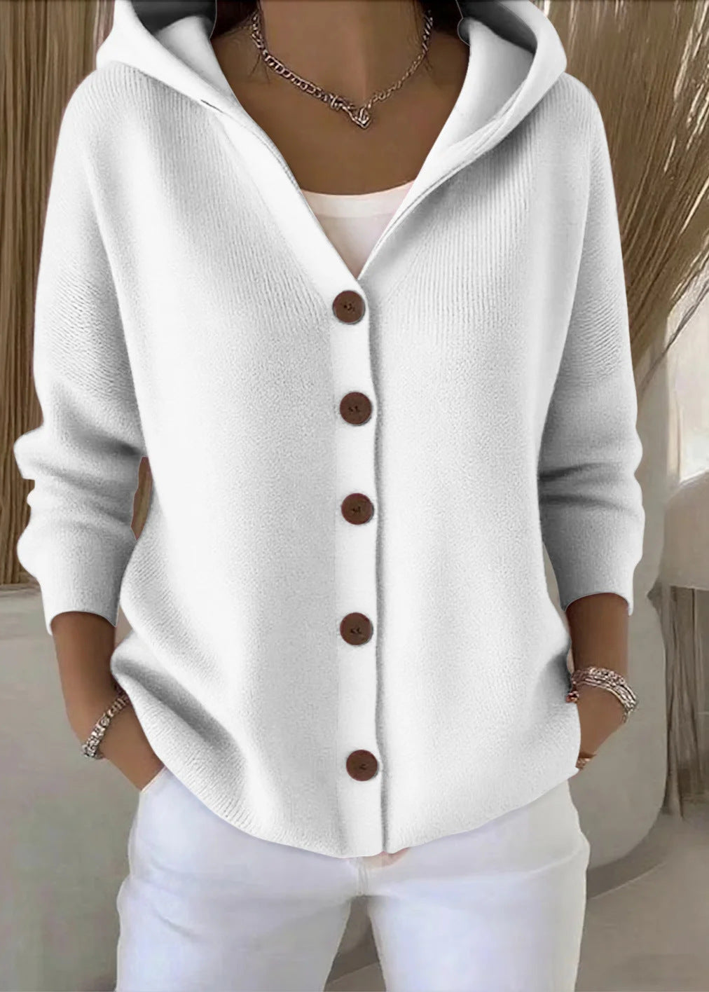 Women's Soft Cotton Hooded Cardigan for Casual Wear and Layering