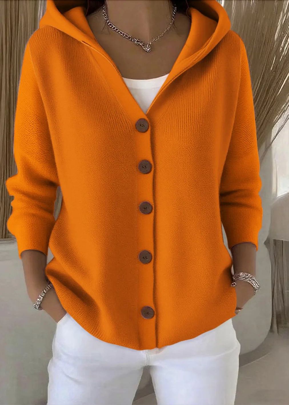 Women's Soft Cotton Hooded Cardigan for Casual Wear and Layering