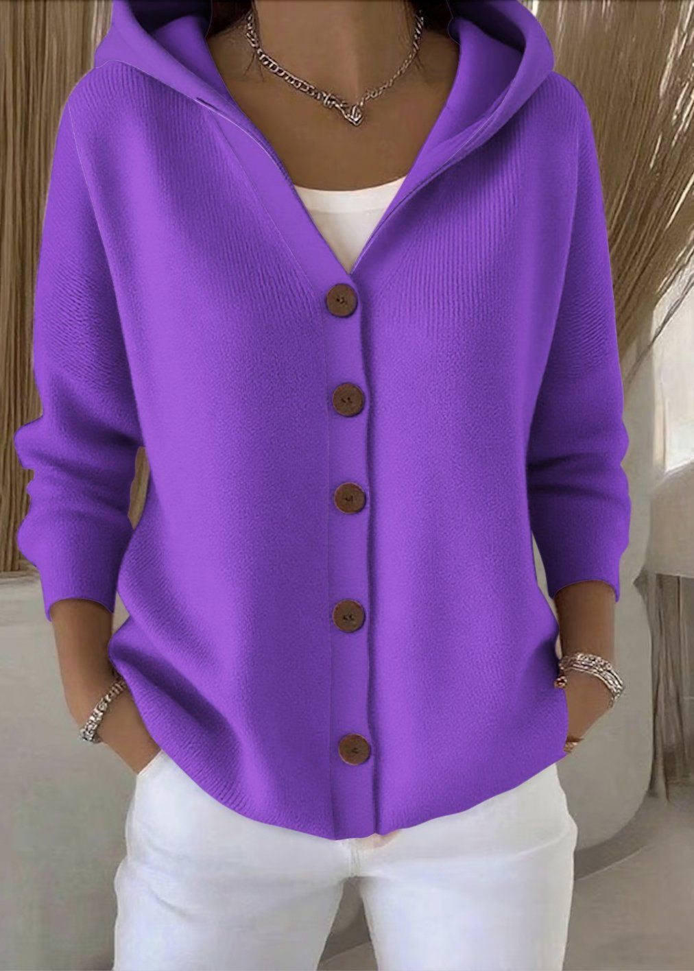 Women's Soft Cotton Hooded Cardigan for Casual Wear and Layering