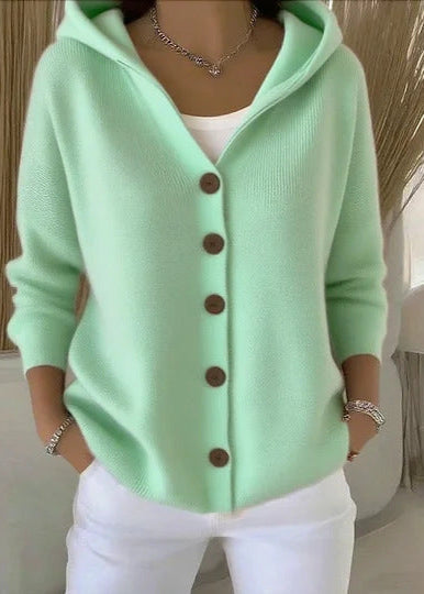 Women's Soft Cotton Hooded Cardigan for Casual Wear and Layering