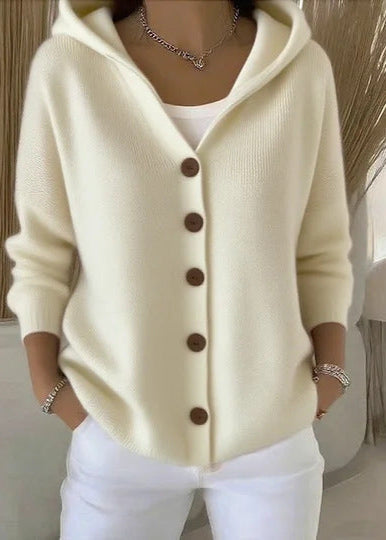 Women's Soft Cotton Hooded Cardigan for Casual Wear and Layering