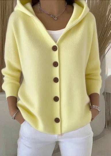 Women's Soft Cotton Hooded Cardigan for Casual Wear and Layering
