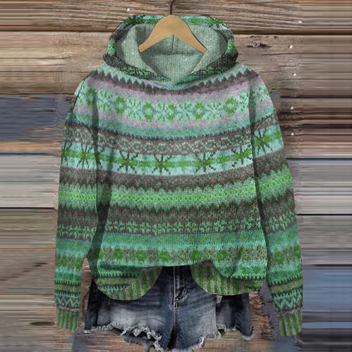 Women's Fair Isle Hoodie - Cozy Knit Design for Casual Wear