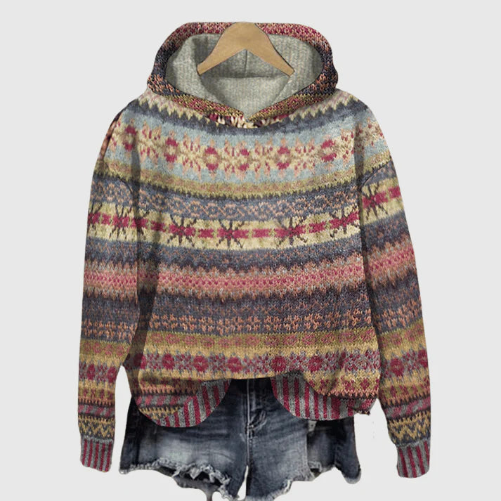 Women's Fair Isle Hoodie - Cozy Knit Design for Casual Wear