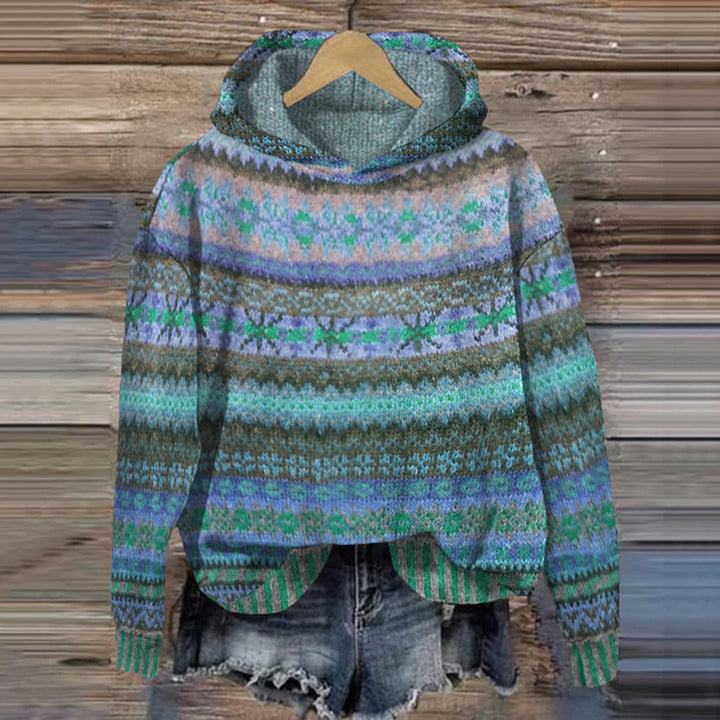Women's Fair Isle Hoodie - Cozy Knit Design for Casual Wear
