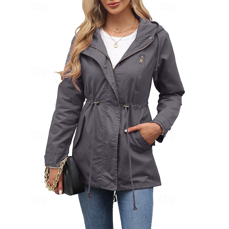 Hooded Utility Coat with Pockets | Water-Resistant Outerwear for Casual Wear