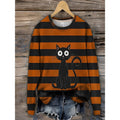 Halloween Striped Sweatshirt for Women | Soft Cotton Blend | Casual Wear
