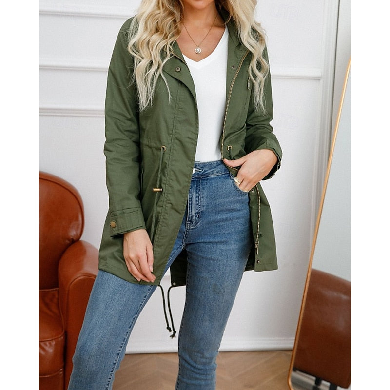 Hooded Utility Coat with Pockets | Water-Resistant Outerwear for Casual Wear