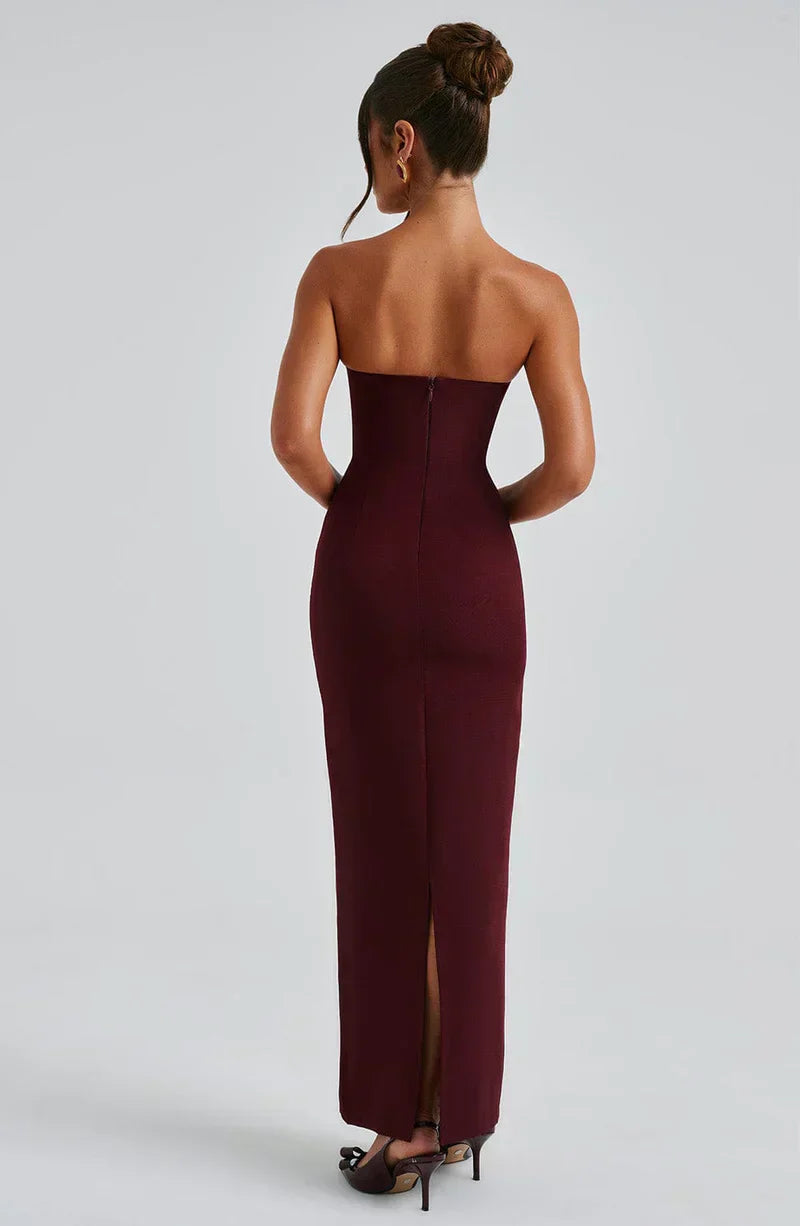 Non-Stretch Crepe Strapless Maxi Dress Women UK – Evening Gown, Cocktail Event