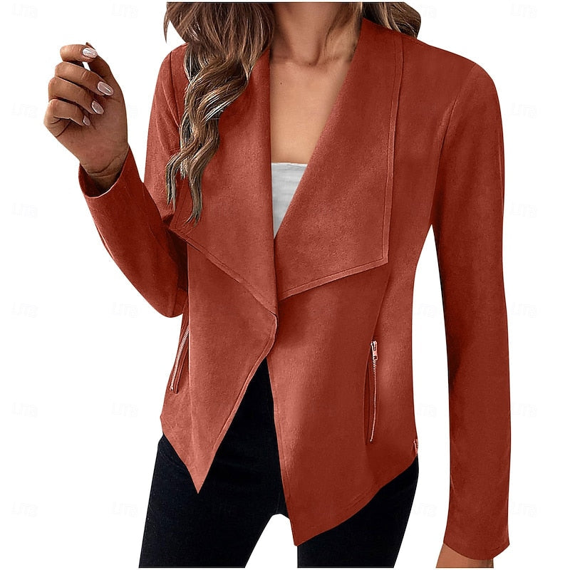 Draped Open-Front Jacket in Lightweight Fabric for Layering and Everyday Wear