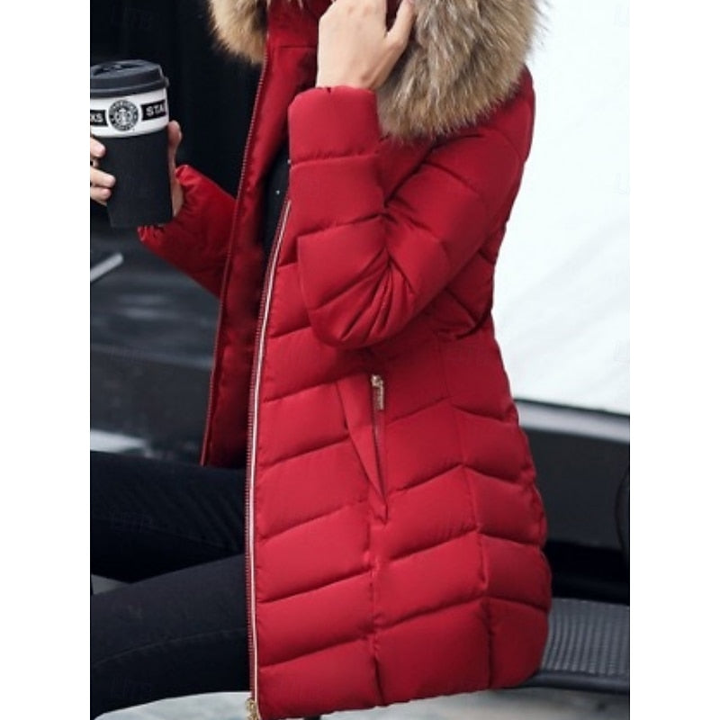 Hooded Quilted Winter Parka with Insulated Lining for Cold Weather Wear