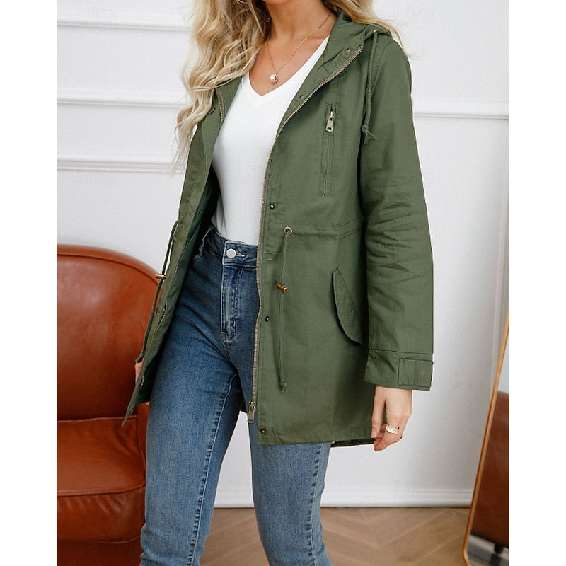Hooded Utility Coat with Pockets | Water-Resistant Outerwear for Casual Wear